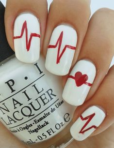 Red heart Nail art design