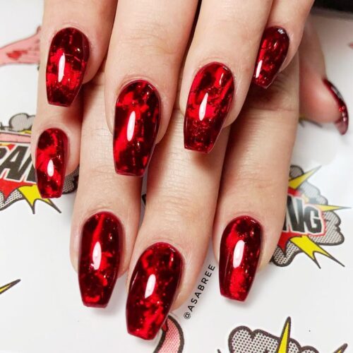 Red nail Halloween design