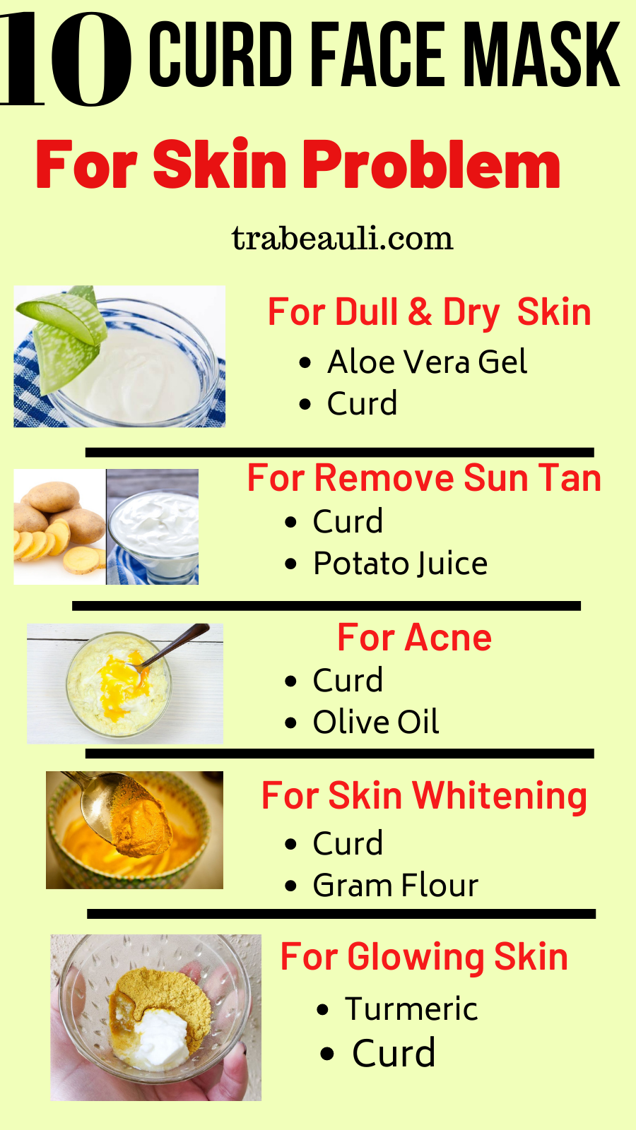 Homemade curd face mask