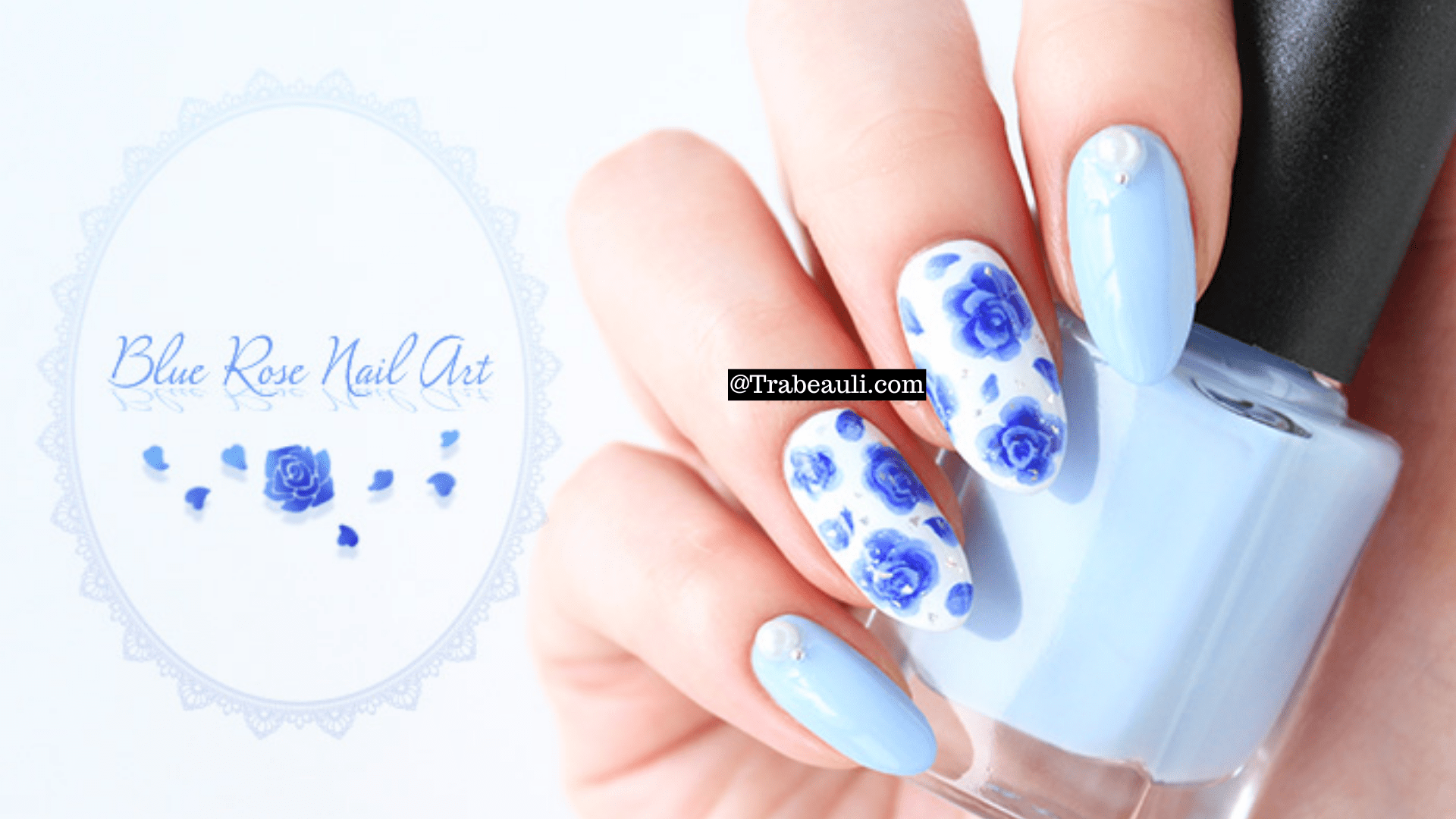 blue rose nail art