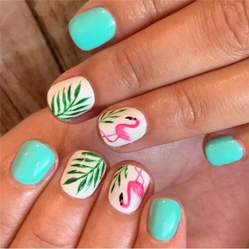 Spring nail art short nails