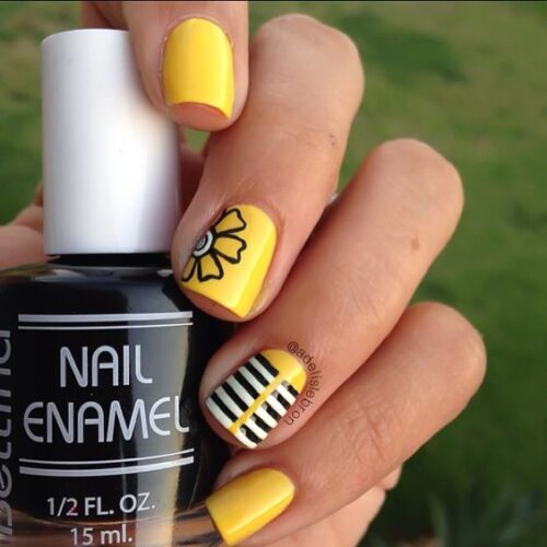 yellow nail designs with butterfly