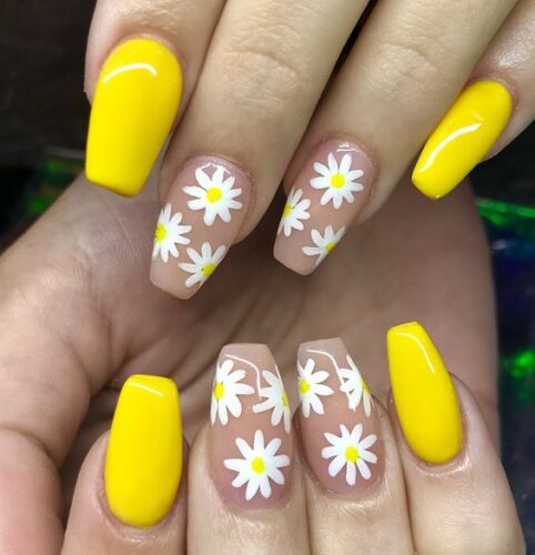 yellow gel nail designs