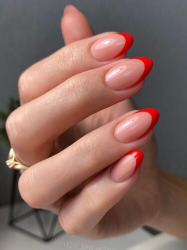 Red French manicure