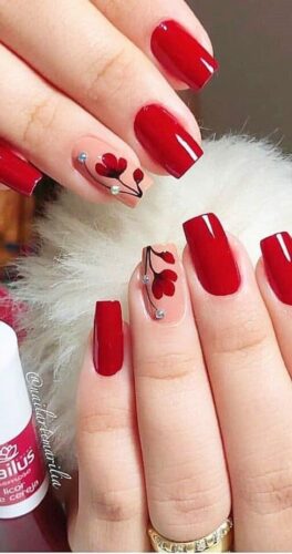 Red Nail Design Almonds