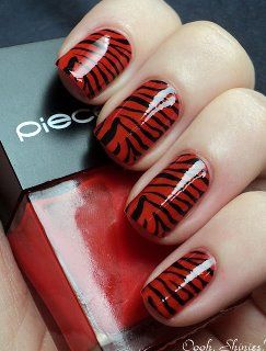 Red and Black nail design