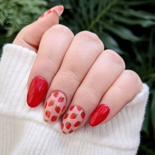 Red Nail Design Almonds