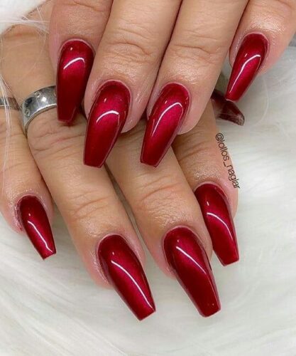 dark red nail art