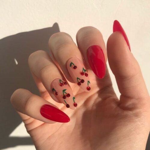 Red nail art cherry