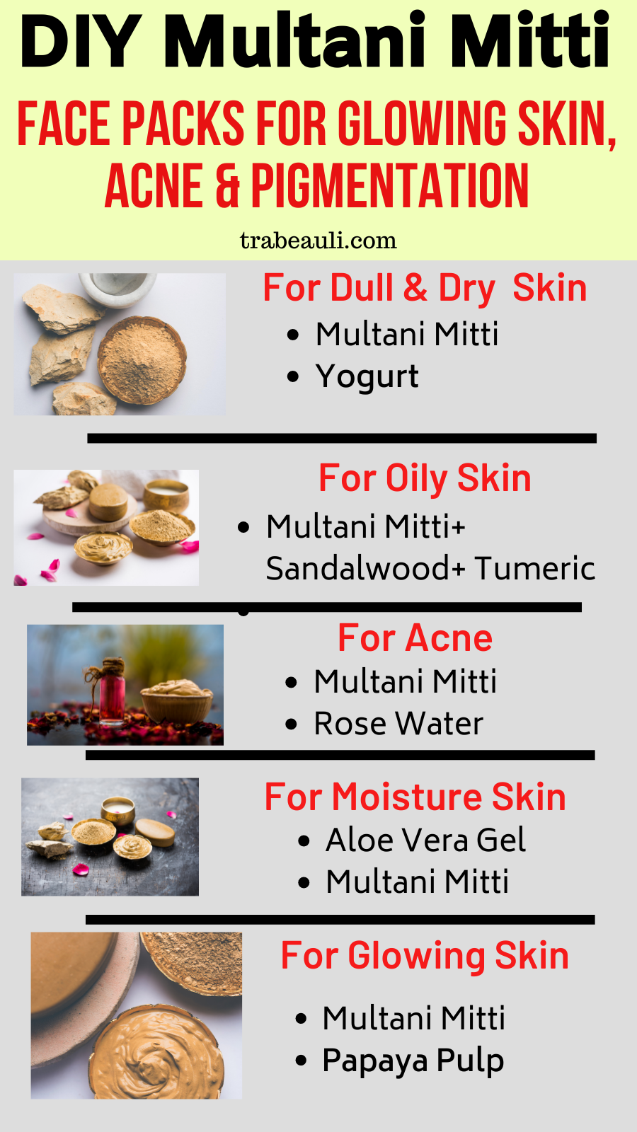 diy multani mitti face packs